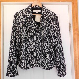 NEW Boston Proper Motorcycle Jacket Women Sz 16 Black Lace Gothic Feminine
